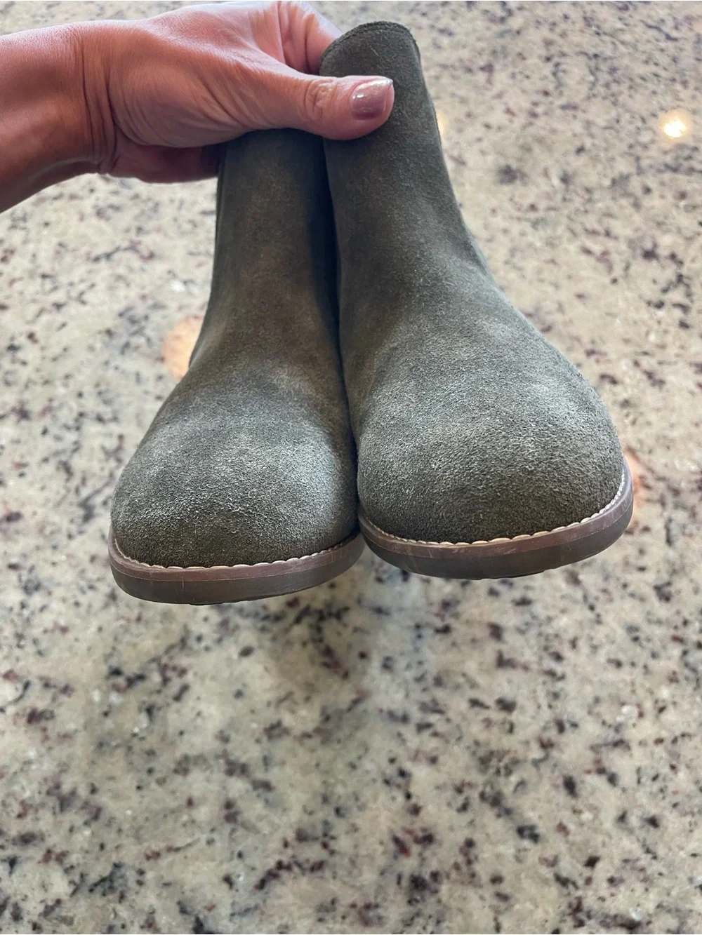 New Women's Suede Ankle Booties in Olive Green 8.5